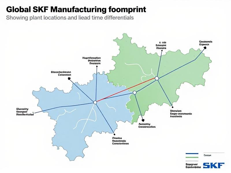 Global SKF manufacturing footprint showing plant locations and lead time differentials